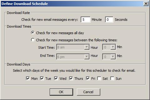 Define a new Schedule for IGetMail to follow to check for new incoming POP3 email.